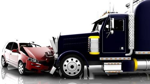 Accidente de coche y camión
